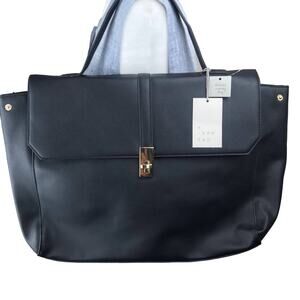 A NEW Day Midnight Black Large Laptop Bag, Removable Crossbody Strap